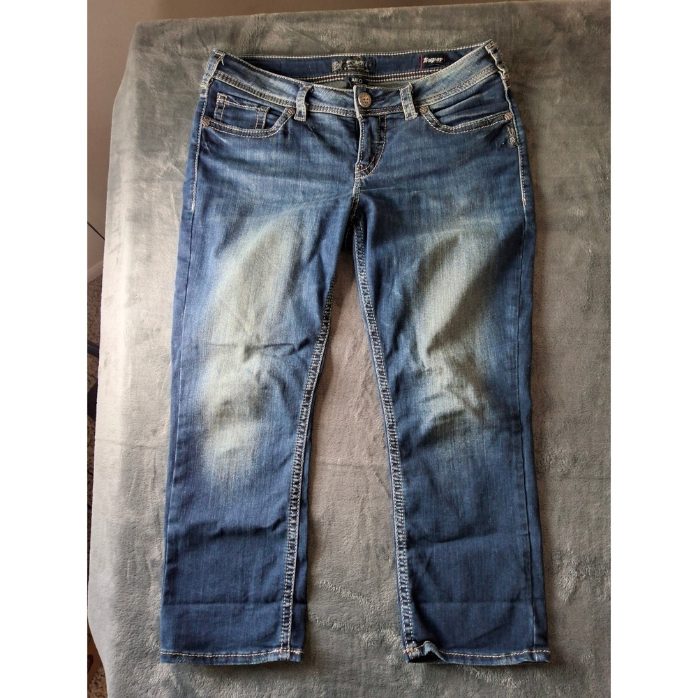 Silver Jeans Co Aiko Mid Capri Medium Wash Denim Jeans W32 L22 L43812SSD366